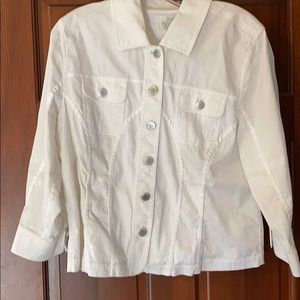 White 3/4 sleeve jean lightweight jacket